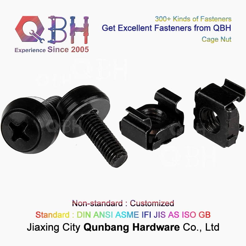 Qbh Carbon Stainless Steel Rack-Mountable Server Network Cabinet Audio Video Rack Cage Bolt Nut Washer Repairing Maintaining Replacement Spare Parts
