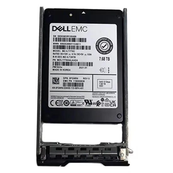 DELL Server SSD 7.68t Sas 24G Cache Read Intensive Ri SSD Drive Hard Disk 7.68t Sas SSD 